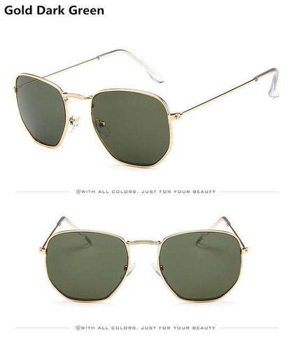 VVS Jewelry hip hop jewelry Gold Dark Green Jumpan Metal Square Frame Sunglasses