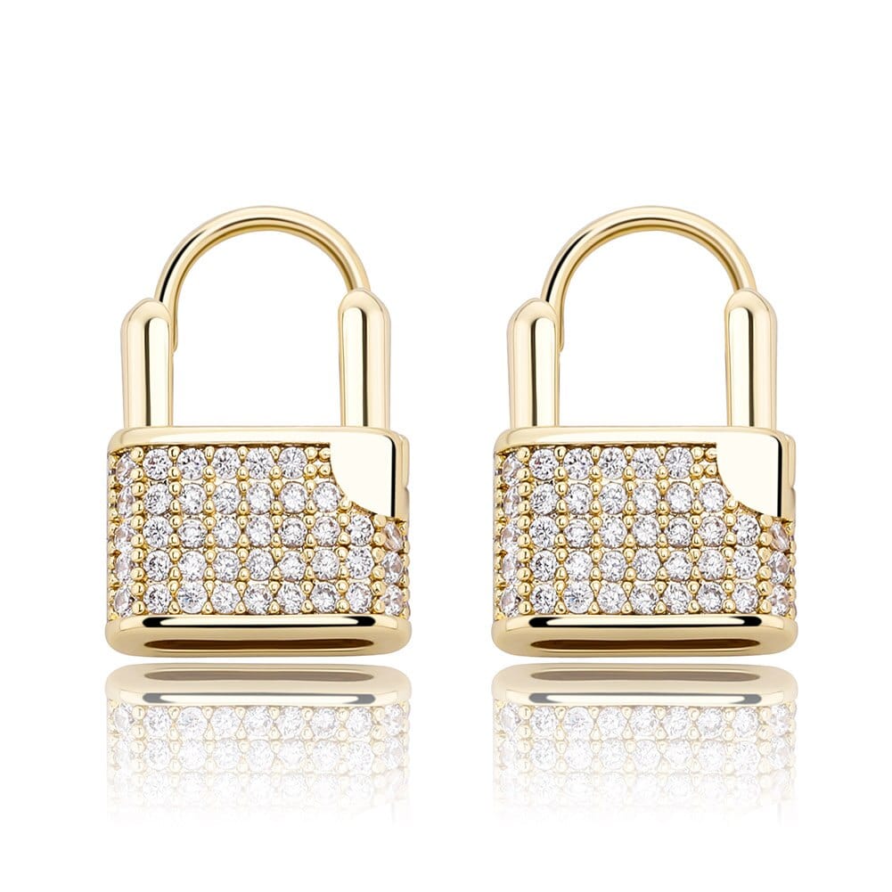 VVS Jewelry hip hop jewelry Gold Premium Icey Lock Earrings