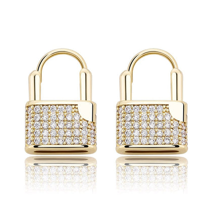VVS Jewelry hip hop jewelry Gold Premium Icey Lock Earrings