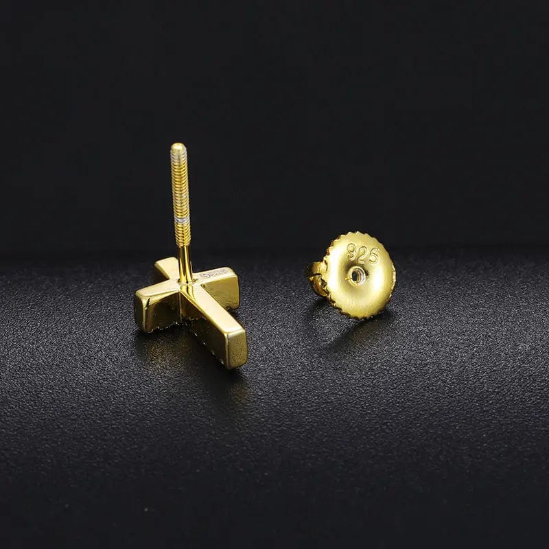 VVS Jewelry hip hop jewelry Gold S925 Silver Moissanite Dainty Cross Stud Earrings