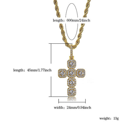VVS Jewelry hip hop jewelry Gold/Silver Baguette Cross Pendant