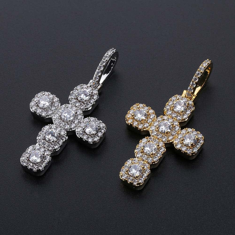 VVS Jewelry hip hop jewelry Gold/Silver Baguette Cross Pendant