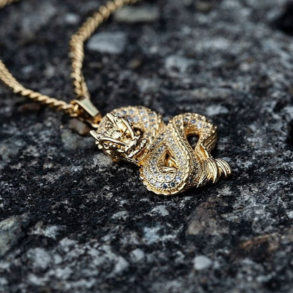 VVS Jewelry hip hop jewelry Gold/Silver Dragon Pendant Necklace