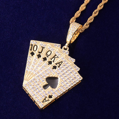 VVS Jewelry hip hop jewelry Gold/Silver Poker Card Bling Chain