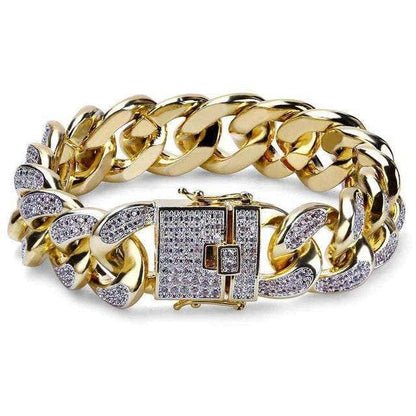 VVS Jewelry hip hop jewelry Gold/Silver/Rose Gold 3 Tone Bling Cuban Chain Bracelet