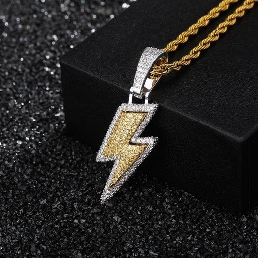 VVS Jewelry hip hop jewelry Gold & Silver VVS Jewelry Iced Bolt Pendant Chain