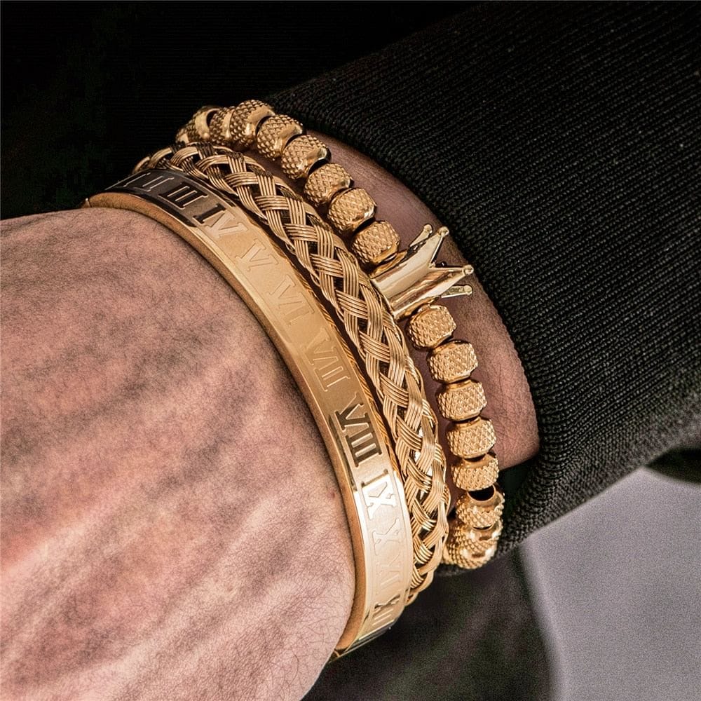 VVS Jewelry hip hop jewelry Gold Sparta 3pcs Crown Bracelet