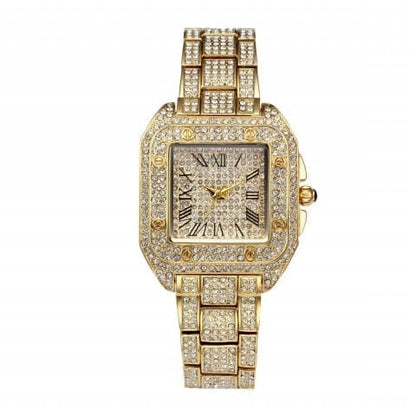 VVS Jewelry hip hop jewelry Gold Square Bling Bezel Watch