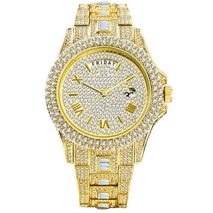 VVS Jewelry hip hop jewelry Gold Top Luxury Fully Iced Out Baguette Watch
