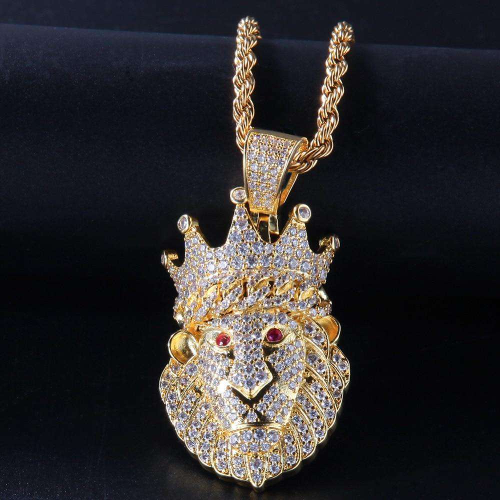 VVS Jewelry hip hop jewelry Iced Lion King Pendant Necklace