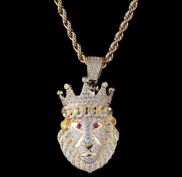 VVS Jewelry hip hop jewelry Iced Lion King Pendant Necklace