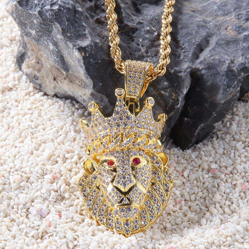 VVS Jewelry hip hop jewelry Iced Lion King Pendant Necklace