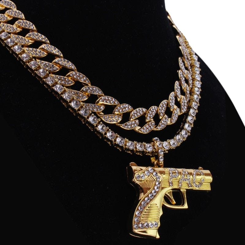 VVS Jewelry hip hop jewelry Iced Out 2Pac Cuban + Tennis Chain Bundle