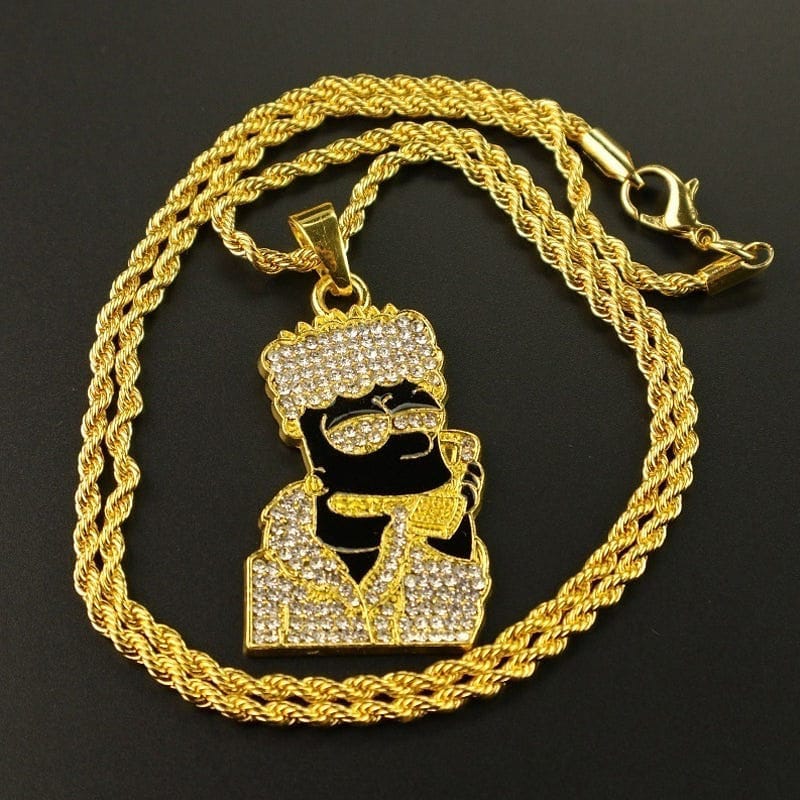 VVS Jewelry hip hop jewelry Iced Out Bart Simpson Inspired Gold Necklace