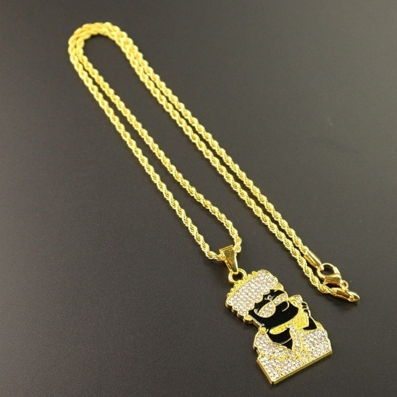 VVS Jewelry hip hop jewelry Iced Out Bart Simpson Inspired Gold Necklace