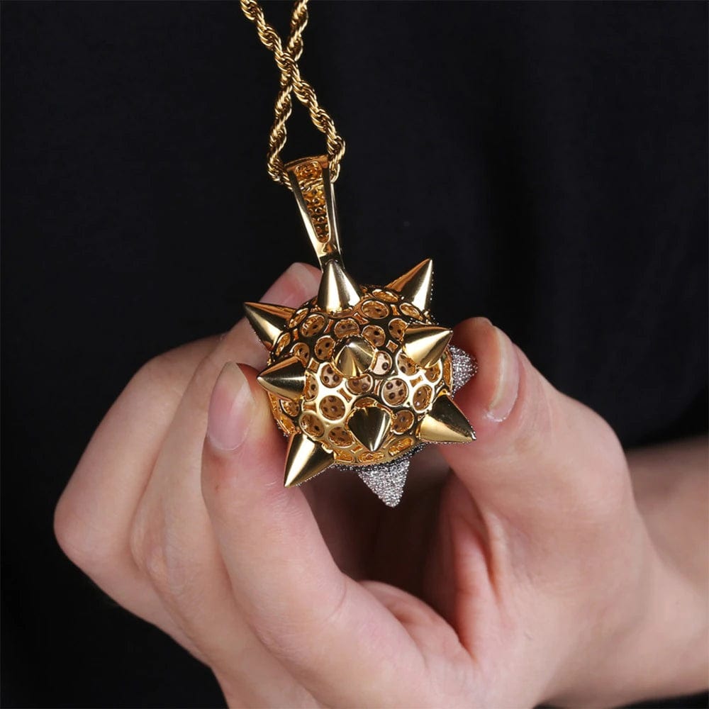 VVS Jewelry hip hop jewelry Iced out Spike 8 Ball Pendant Chain