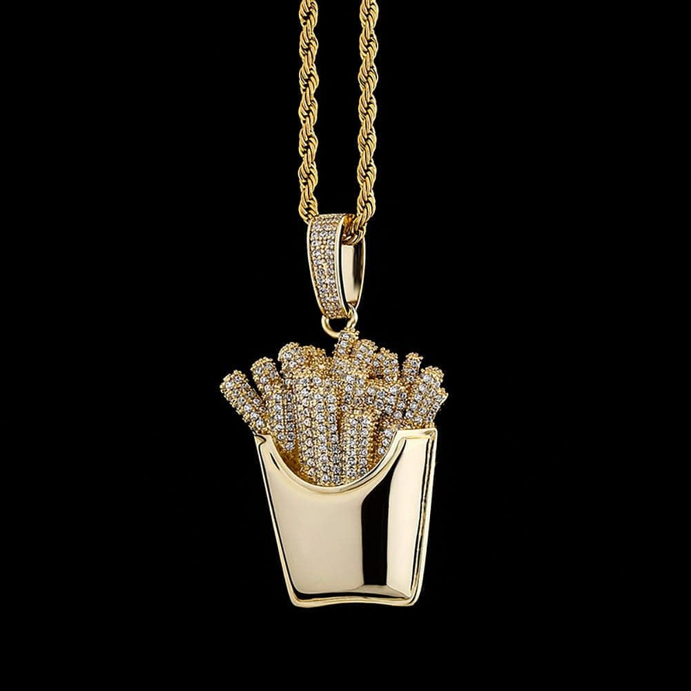 VVS Jewelry hip hop jewelry Icy Fries Bling Pendant Necklace