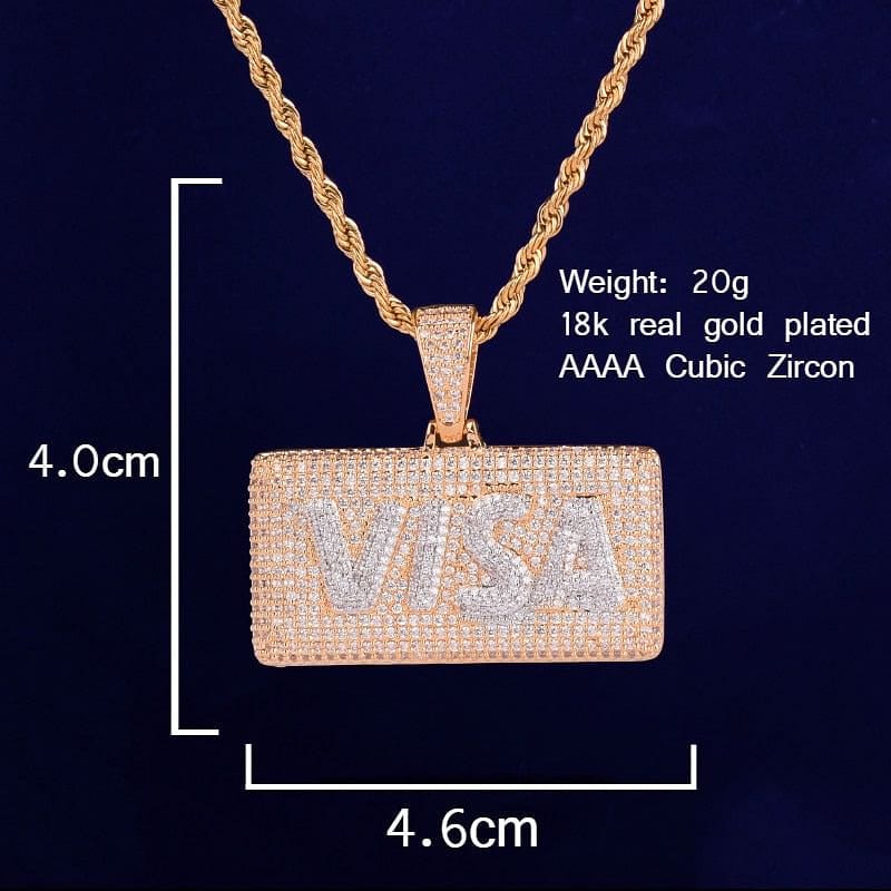 VVS Jewelry hip hop jewelry Micropave VISA Card Tag Chain