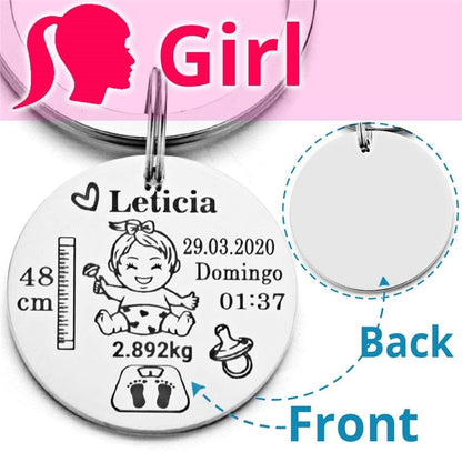 VVS Jewelry hip hop jewelry One Side Girl Custom Newborn Baby Engraved Name Keychain