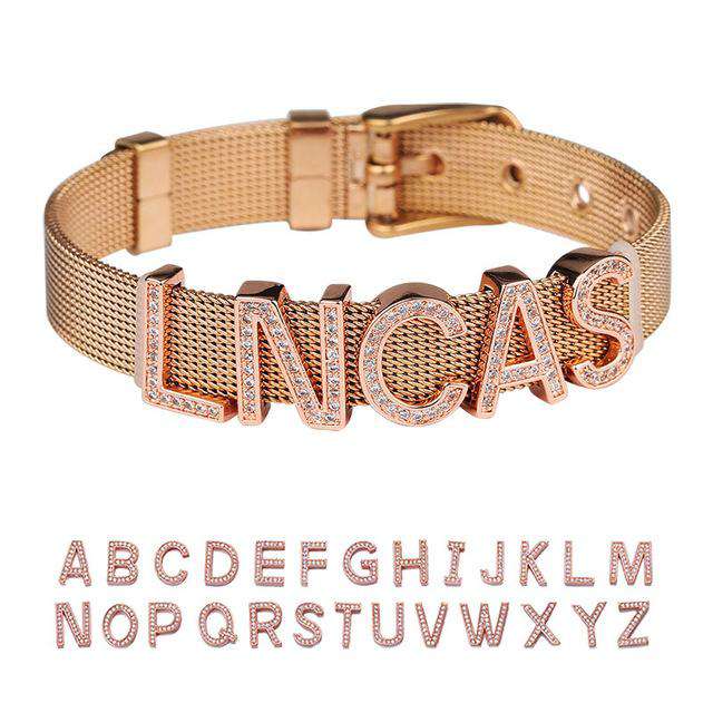 VVS Jewelry hip hop jewelry Rose Gold / Customize 5 Letters Frosty Custom Name Bracelet