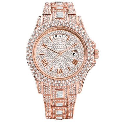 VVS Jewelry hip hop jewelry Rose Gold Top Luxury Fully Iced Out Baguette Watch