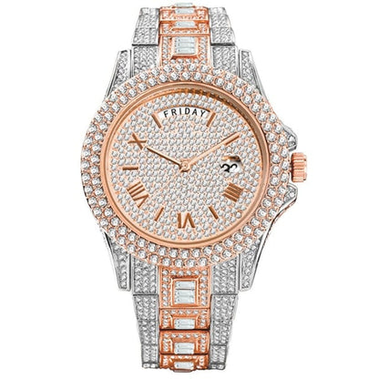 VVS Jewelry hip hop jewelry Rose Silver Top Luxury Fully Iced Out Baguette Watch