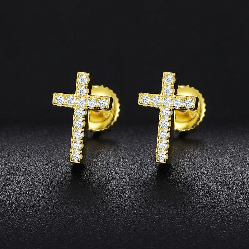 VVS Jewelry hip hop jewelry S925 Silver Moissanite Dainty Cross Stud Earrings