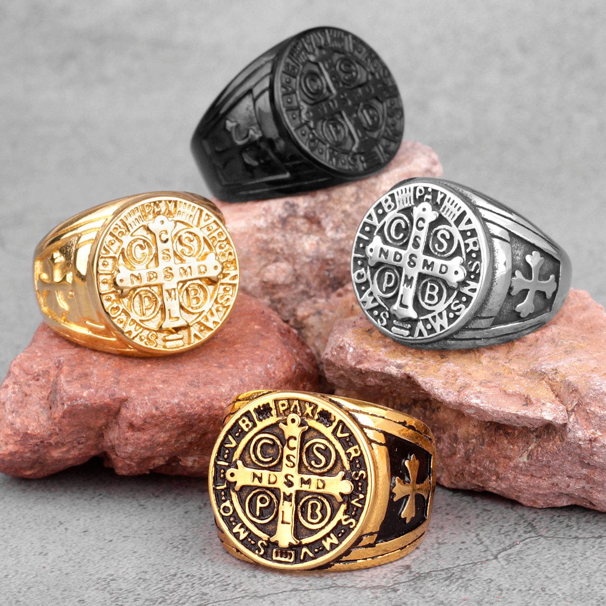 VVS Jewelry hip hop jewelry Saint Benedict Cspb Cross Ring