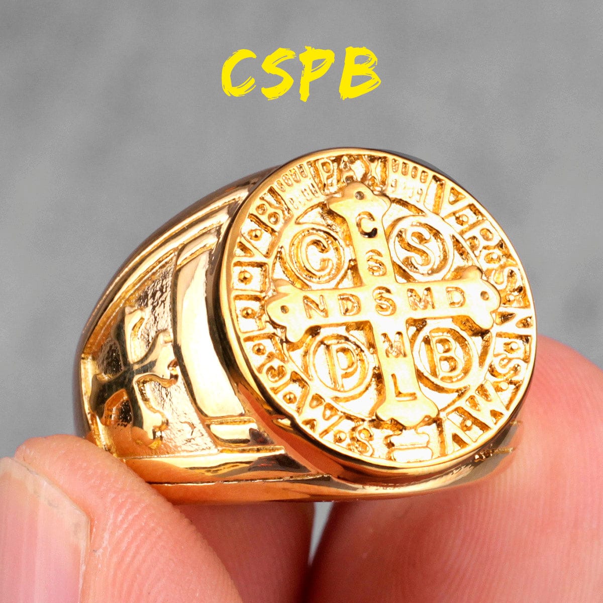 VVS Jewelry hip hop jewelry Saint Benedict Cspb Cross Ring