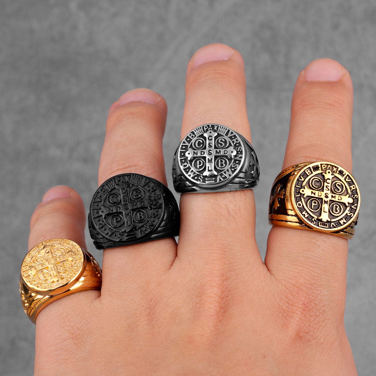 VVS Jewelry hip hop jewelry Saint Benedict Cspb Cross Ring