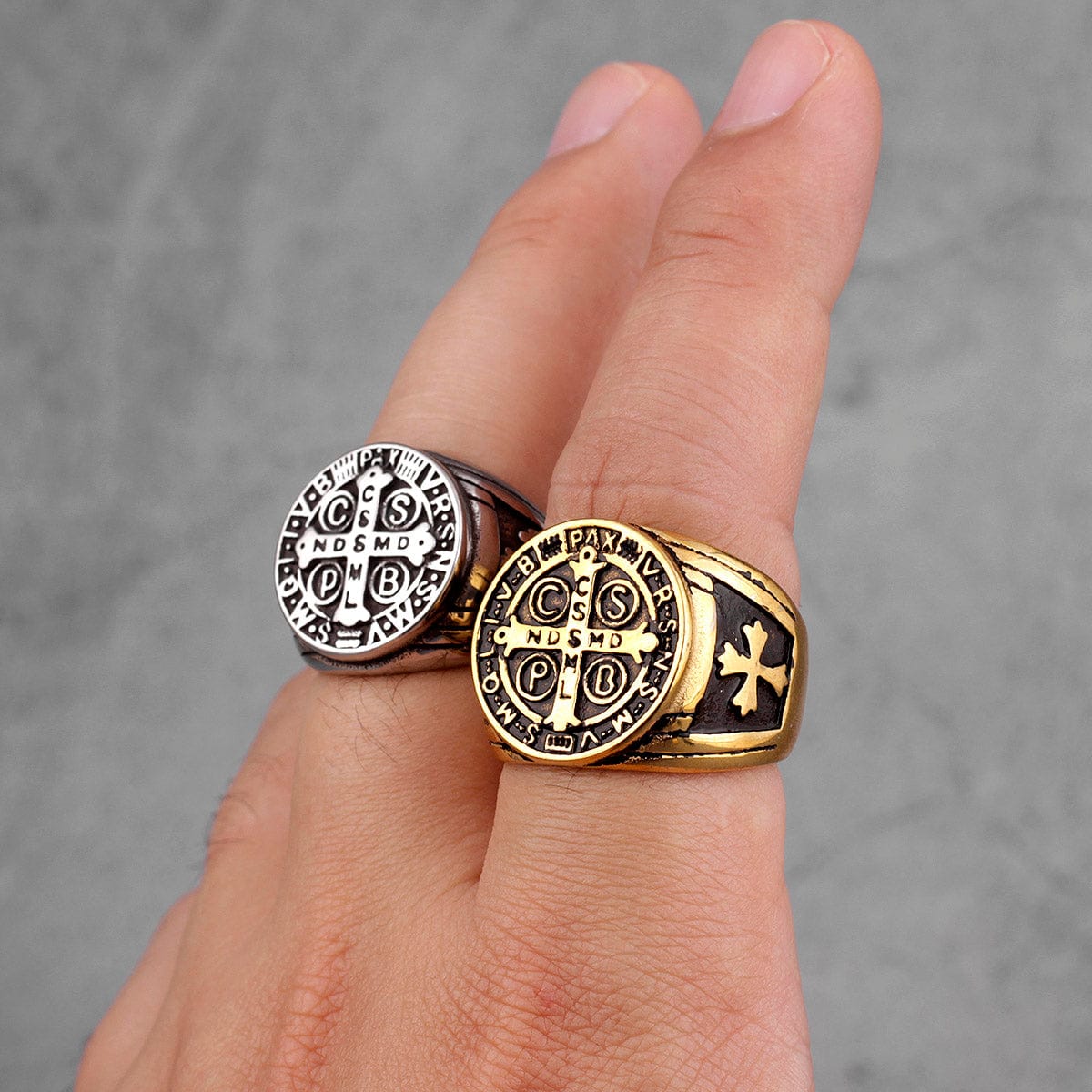 VVS Jewelry hip hop jewelry Saint Benedict Cspb Cross Ring