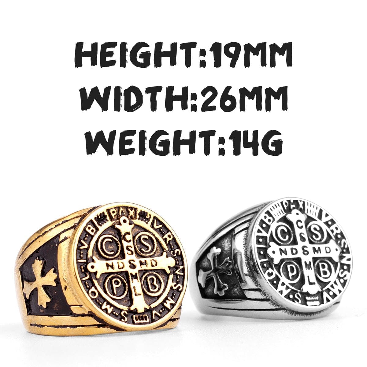 VVS Jewelry hip hop jewelry Saint Benedict Cspb Cross Ring