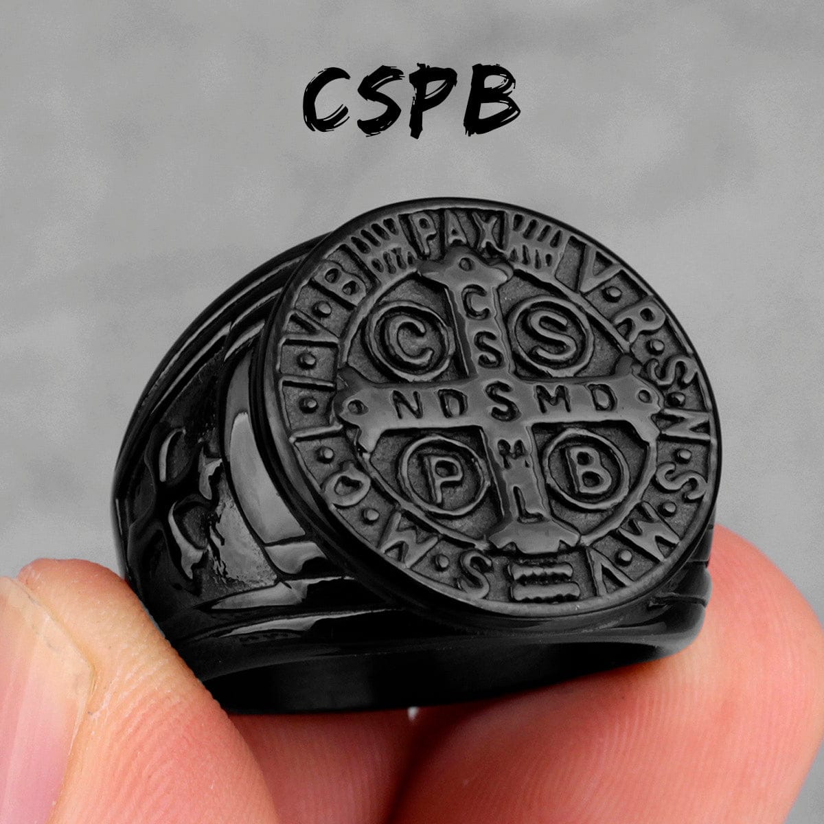 VVS Jewelry hip hop jewelry Saint Benedict Cspb Cross Ring