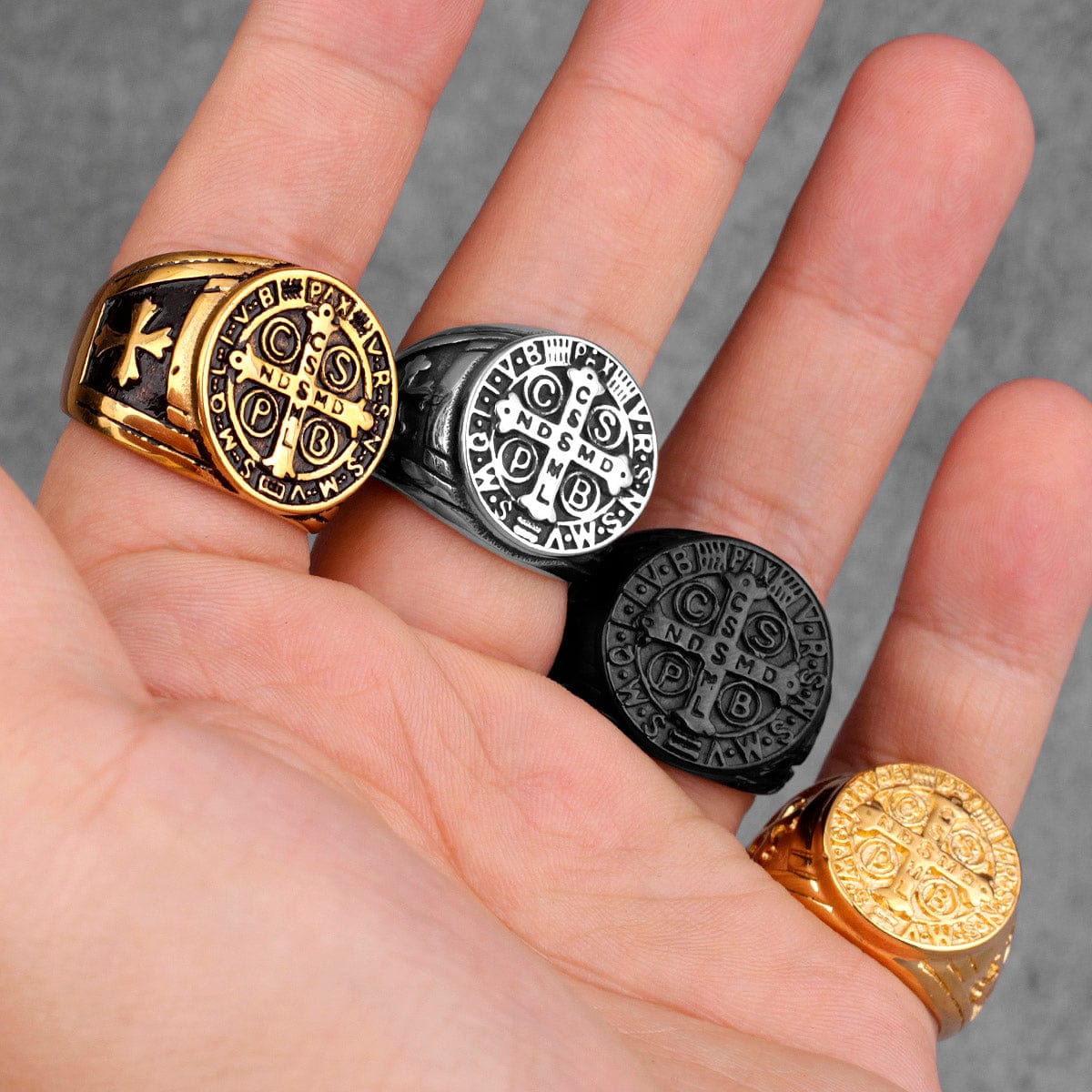 VVS Jewelry hip hop jewelry Saint Benedict Cspb Cross Ring