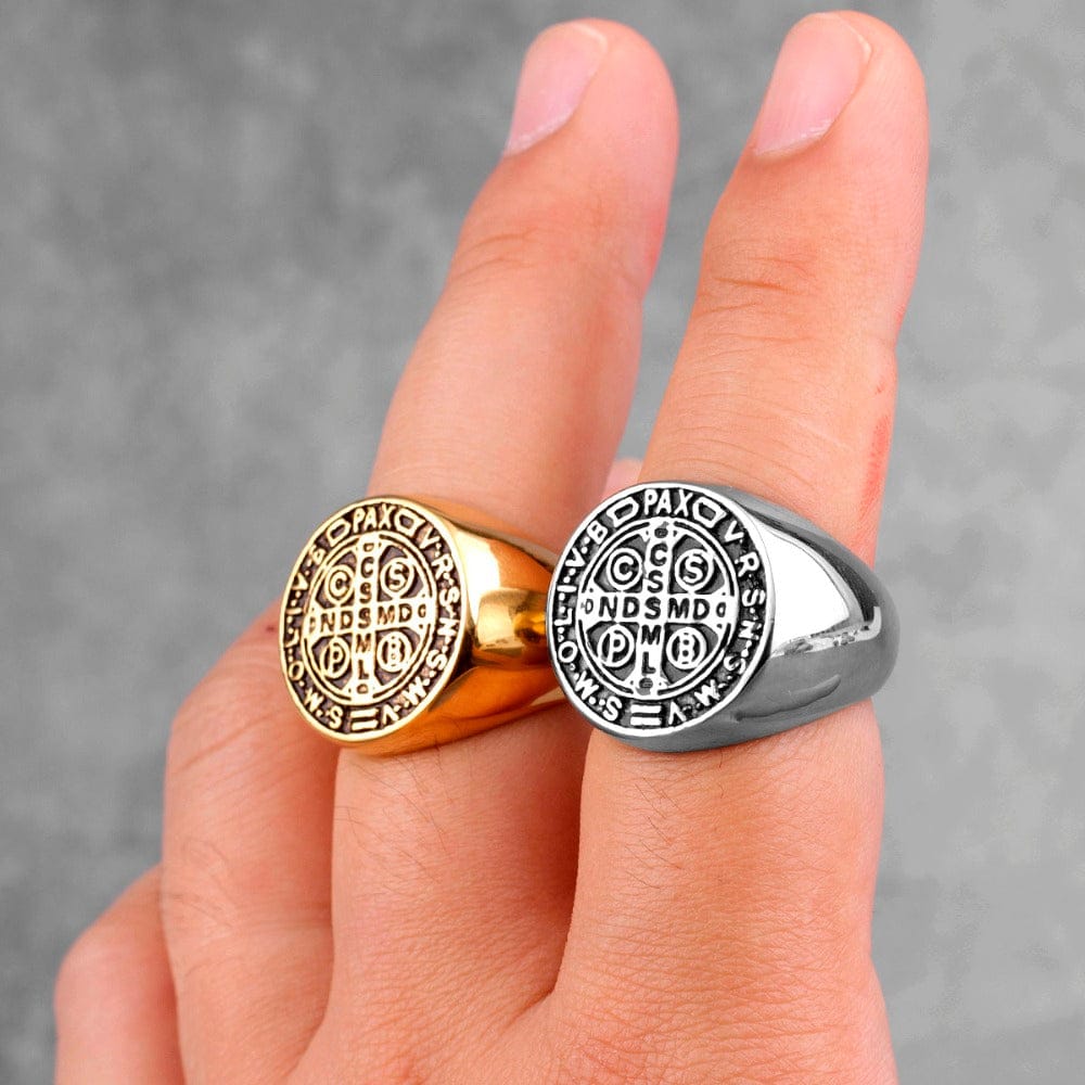 VVS Jewelry hip hop jewelry Saint Benedict Cspb Cross Ring