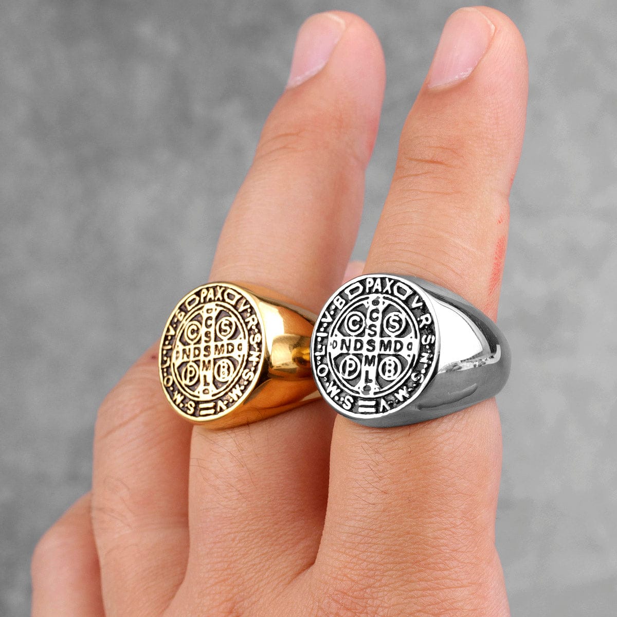 VVS Jewelry hip hop jewelry Saint Benedict Cspb Cross Ring