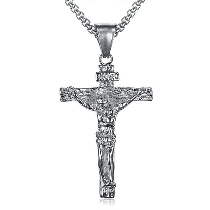 VVS Jewelry hip hop jewelry Silver / 30 Inches Stainless Steel INRI Crucifix Pendant Chain