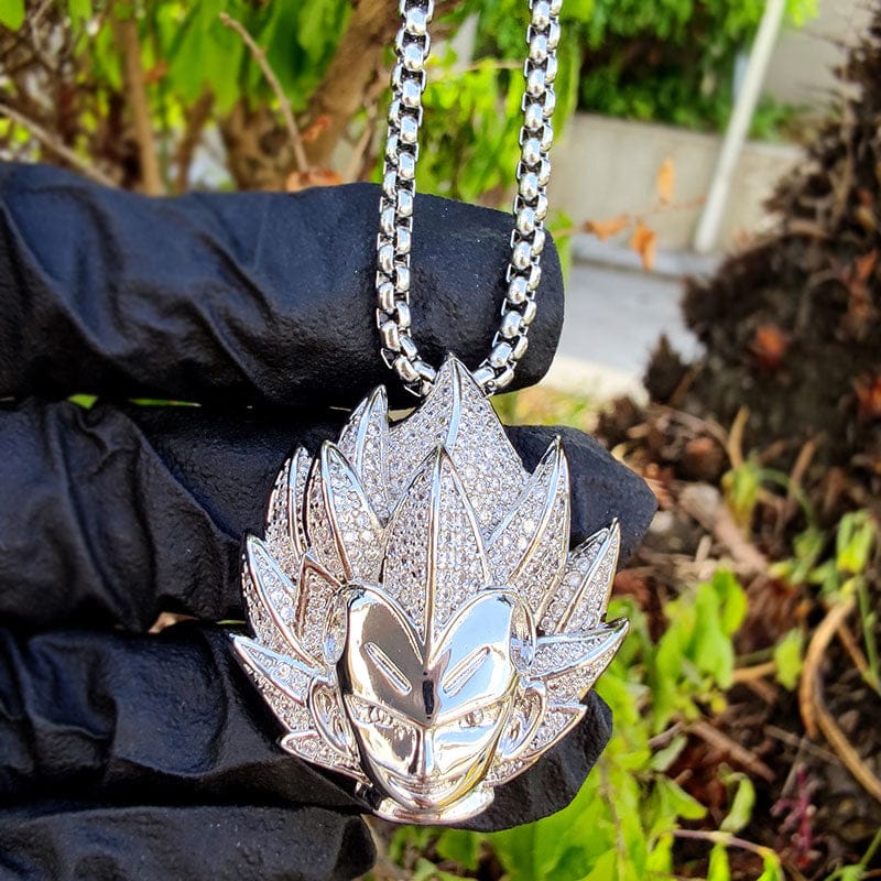 VVS Jewelry hip hop jewelry Silver Fully Iced Vegeta Pendant Chain