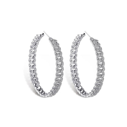 VVS Jewelry hip hop jewelry Silver Iced Out Minimalist Miami Cuban Hoop Earrings