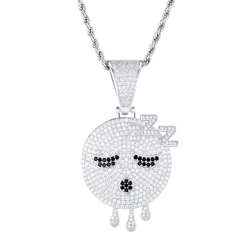 VVS Jewelry hip hop jewelry Sleepy Head Dripping Emoji Pendant + Chain