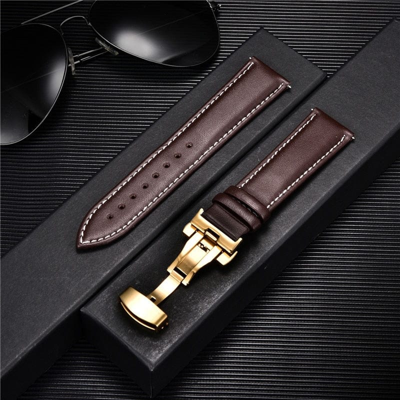 VVS Jewelry hip hop jewelry Smooth Calfskin Leather Watchstrap