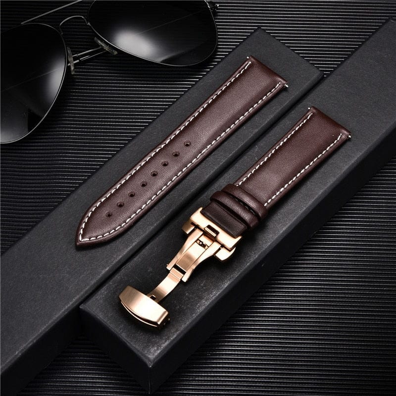 VVS Jewelry hip hop jewelry Smooth Calfskin Leather Watchstrap