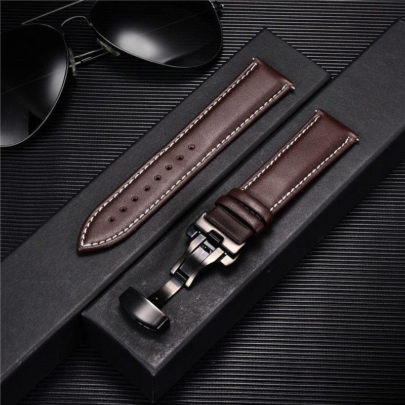 VVS Jewelry hip hop jewelry Smooth Calfskin Leather Watchstrap