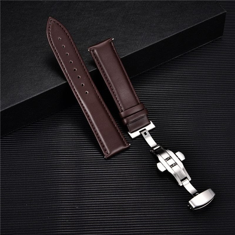 VVS Jewelry hip hop jewelry Smooth Calfskin Leather Watchstrap