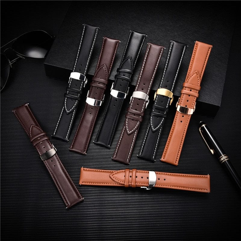 VVS Jewelry hip hop jewelry Smooth Calfskin Leather Watchstrap