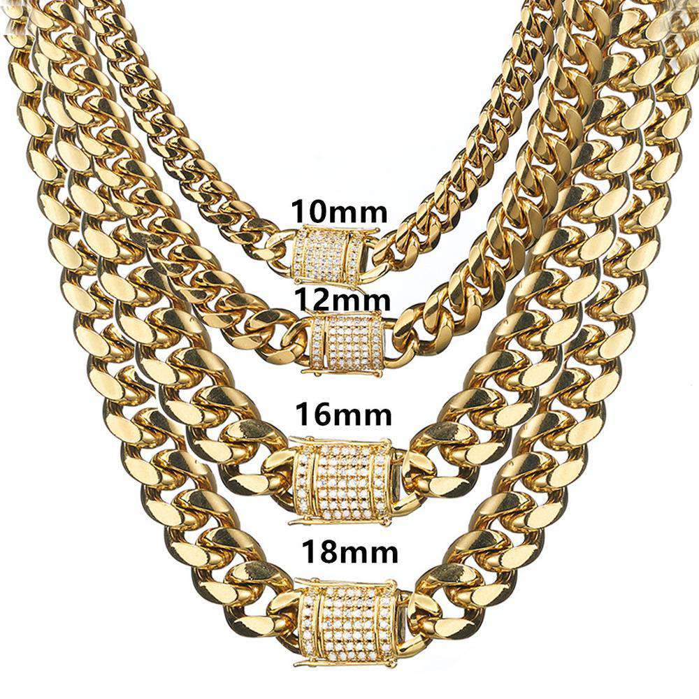 VVS Jewelry hip hop jewelry Stainless Steel Gold Miami Cuban Chain - Big & Heavy