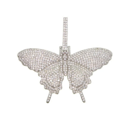 VVS Jewelry hip hop jewelry Tennis Chain 18 Inches / Silver White Fully Iced Butterfly Pendant Tennis Chain