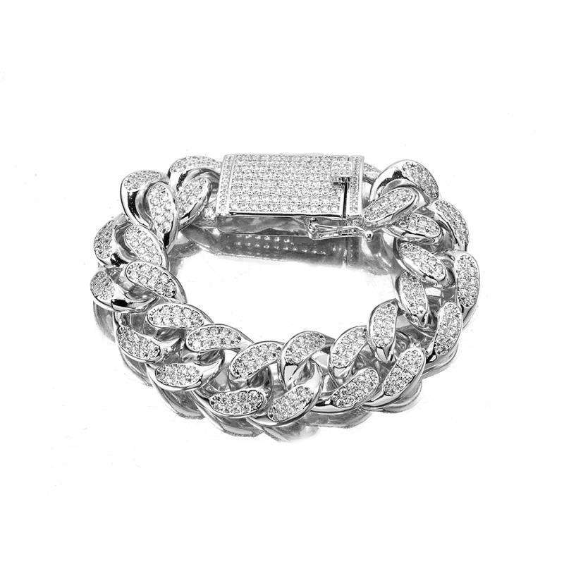 VVS Jewelry hip hop jewelry Thick Bling Silver Cuban Chain Bracelet