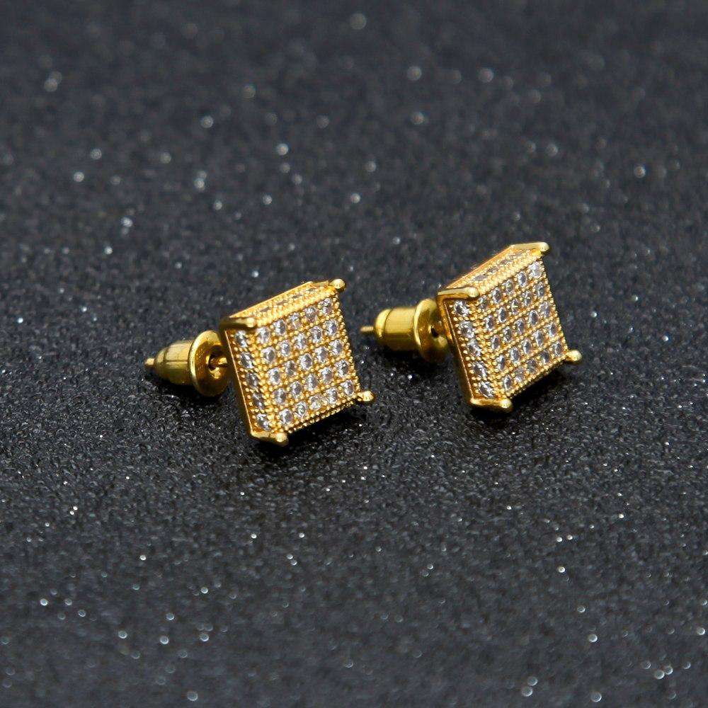 VVS Jewelry hip hop jewelry Thin Square Bling Geometric Stud Earrings