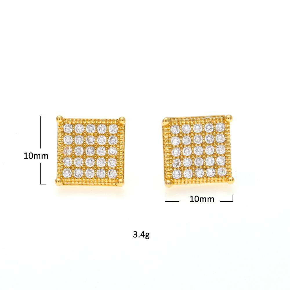 VVS Jewelry hip hop jewelry Thin Square Bling Geometric Stud Earrings